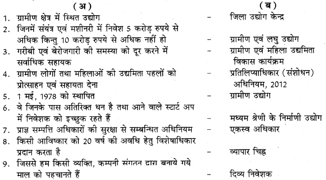 RBSE Class 11 Business Studies Important Questions Chapter 9 सूक्ष्म, लघु तथा मध्यम उद्यम और व्यावसायिक उद्यमिता 1